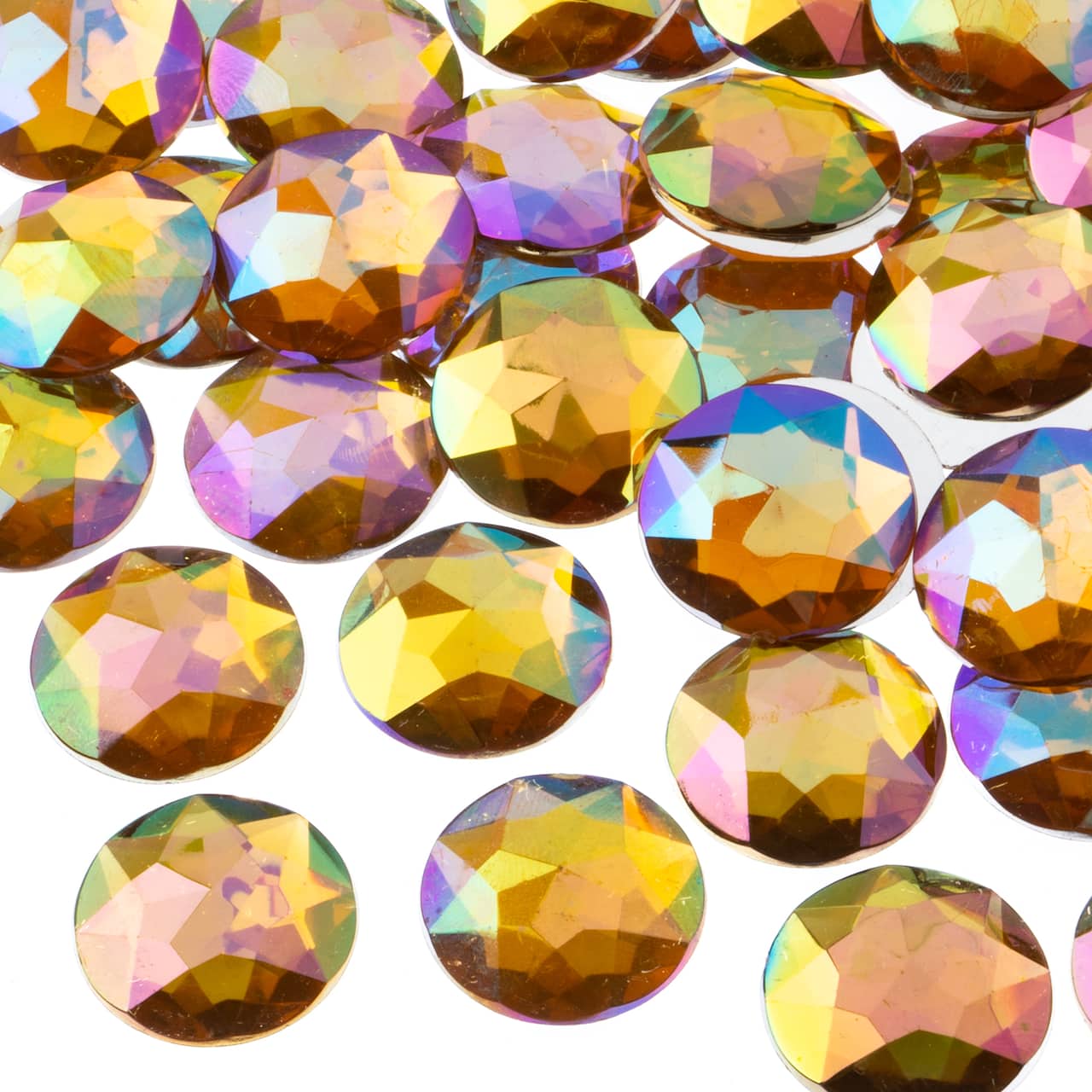 John Bead 20mm AB Acrylic Round Flat Back Rhinestones, 200ct.